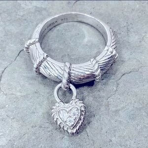 JUDITH RIPKA - heart ♥️ dangle‎ ring silver 7